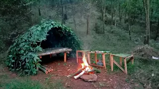 Build a shelter in the deserted forest for survival | Bushcraft & Survival