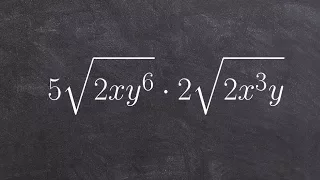 Multiplying  two radical expressions together by multiplying first and then simplifying