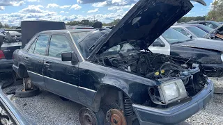 W124 Mercedes-Benz at junkyard