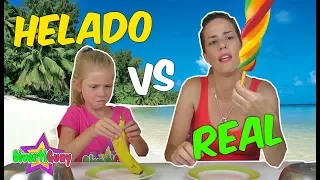 HELADOS vs REALIDAD / REAL FOOD vs ICE CREAM CHALLENGE - DivertiGuay