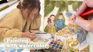 Painting illustration with Watercolour   Working on my Tale project and Baking Cookies