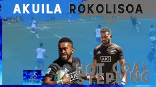 AKUILA ROKOLISOA stepping over HOT COALS | FIRE FEET STEPPING | All Blacks 7s