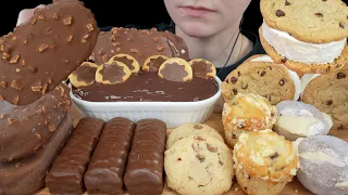 ASMR [Q&A] Chocolate Ice Cream, S'mores Mochi, Cookie Sandwich, Cake Bars, Muffin & Pudding Mukbang