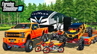 LUXURY SPRING CAMPING WITH "THE BOYS!" | LIFTED TRUCKS + RZR | FS22