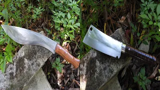 Knife Making - Turning Rusty Spring Steel into Chopping Knife and Kukri Machete [FULL VIDEO]