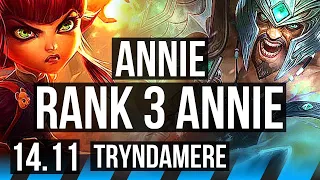 ANNIE vs TRYNDAMERE (MID) | Rank 3 Annie, Comeback, 46k DMG, 8/3/14 | NA Grandmaster | 14.11