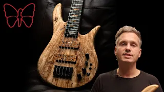 Fodera Spalted Maple Monarch 5 Custom w/DOUBLE DROP TUNER Demo ft. Mike Bendy🦋