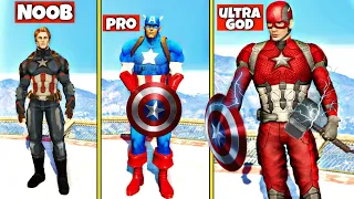 Upgrading Noob CAPTAIN AMERICA Into Ultra GOD CAPTAIN AMERICA in GTA 5! (GTA 5 MODS)