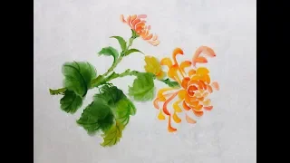 Азиатская живопись и акварель Как рисовать хризантемы се-и Asian brush Chrysanthemum painting 그림