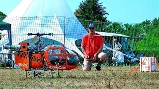 HEAVY TRANSPORT WITH THE GIANT RC LAMA SA-315B TURBINE MODEL HELICOPTER FLIGHT DEMONSTRATION