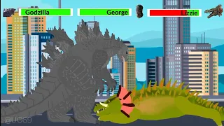 [DC2] Titanus Godzilla 2021 vs George & Lizzie | ANIMATION with healthbars