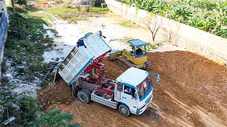 New Project Building Small Bulldozer Push Land Bulldozer And 5Tone Wheel Dump Truck Working Here!