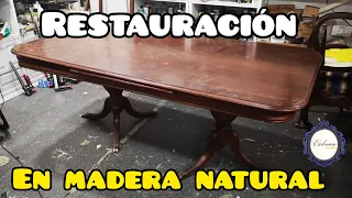 RESTORATION Wooden table VENEERED in NATURAL WOOD