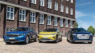 Skoda Enyaq iV vs Audi Q4 e-tron vs Ford MUSTANG MACH-E vs VW ID 4 - Which is the Best Electric?