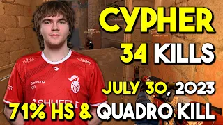 CYPHER 34Kills on Anubis - 71% HS & QUADRO KILL - FACEIT 5V5 PREMIUM - CSGO POV - July 30, 2023