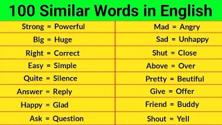 100 Similar Words | Similar Words in English | Similar Words 100 | Synonyms Words