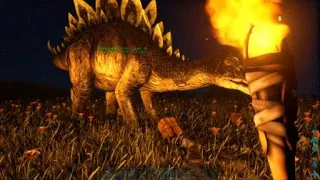 ARK: Survival Evolved_Stegosaur tame on The island Southern jungle area