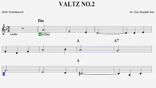 WALTZ NO.2--Dm--(Play Along)--:Guitar,Violin,Keyboard,Flute,Accordeon,Ukulele,Melodica,Recorder.