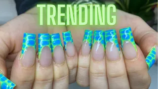 Trending Crocodile Print Nails | Gel-X Extensions