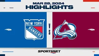 NHL Highlights | Rangers vs. Avalanche - March 28, 2024