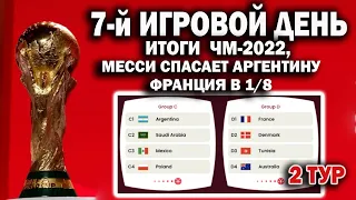 Чемпионат мира 2022. 7-й ДЕНЬ,РЕЗУЛЬТАТ,ТАБЛИЦА ,РАСПИСАНИЕ. ФРАНЦИЯ В 1/8 ,МЕССИ ВЫВОЗИТ АРГЕНТИНУ.