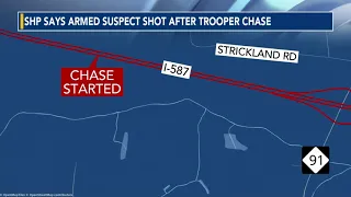 SHP says armed suspect shot after Trooper chase