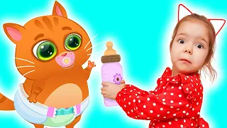 Nastya and Bubbu my virtual pet | Bubu the kitten became a baby