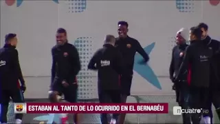 Felicidad y risas en el entrenamiento del FC Barcelona tras la derrota del Real Madrid