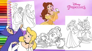 Coloring Disney Princess Cinderella - Belle Aurora Fairy Godmother - Coloring Pages
