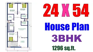 24 X 54 feet House Plan | घर का नक्शा 24 फ़ीट X 54 फ़ीट | Ghar ka Naksha | Home Design