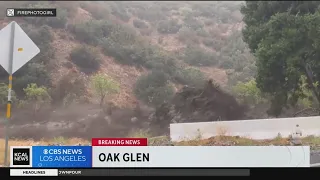 Wall of mud and debris floods Oak Glen Creek