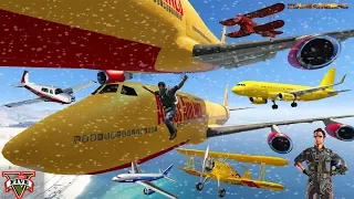 GTA V: Winter From Every Airplanes Pilot Jumps out Before the Plane Crash Compilation