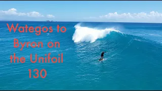 Wategos to Byron Hydrofoil run in Big swell with Josh Ku on the Unifoil Vyper 130