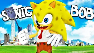 SONIC And SPONGEBOB Become ONE In GTA 5 (Weird)