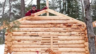 Build a Log Cabin Alone in the Frozen North with Hand Tools | Cedar Sauna Build Ep. 14