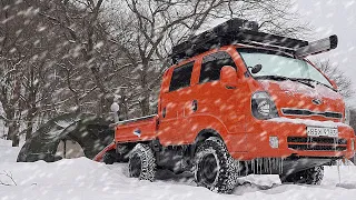 Winter Snow Camping with Old Cat | Hot Tent with Wood Burning Stoves