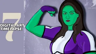 5 SIMPLE STEPS to Draw SHE-HULK using IBISPAINT X | DIGITAL ART TIMELAPSE 7