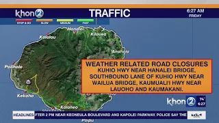 Heavy rain causes road closures across Kauai