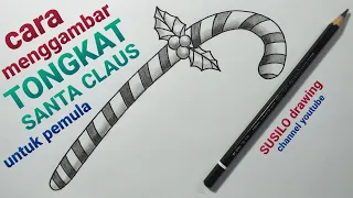 Menggambar TONGKAT SANTA CLAUS Buat Pemula || Menggambar Sinterclas