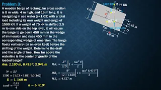 STATICAL STABILITY OF FLOATING BODIES, Example 3