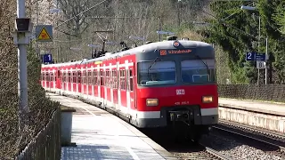 S-Bahn Stuttgart: Eine historische S-Bahn der Baureihe 420 verlässt den Bahnhof Rutesheim