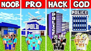 Minecraft Battle : POLICE STATION BUILD CHALLENGE - NOOB vs PRO vs HACKER vs GOD