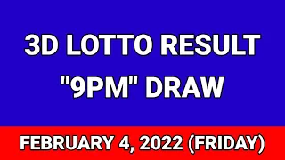 3D LOTTO RESULT 9PM Draw February 4, 2022 PCSO Swertres Lotto Result Today Evening 3rd Draw