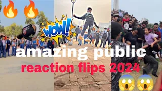 amazing 😱 public reaction  flips🔥 2024 #flip #parkour #stunt #viral #trending #youtubevideos