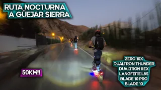 RUTA NOCTURNA A GÜEJAR SIERRA EN PATINETES ELÉCTRICOS-DUALTRON, ZERO 10X, LANGFEITE L8S, BLADE 10PRO