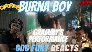 AMERICAN Reacts to BURNA BOY: "LevelUp/Onyeka/Ye"-MEDLEY | 63rd GRAMMY Awards Premiere Ceremony
