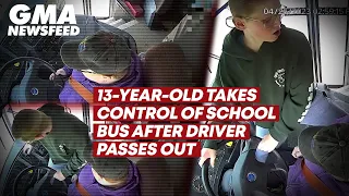 13-year-old takes control of school bus after driver passes out | GMA News Feed