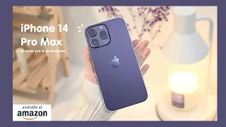 iPhone 14 Pro Max deep purple Unboxing🔮aesthetic setup | Airpods pro 2 | accessories