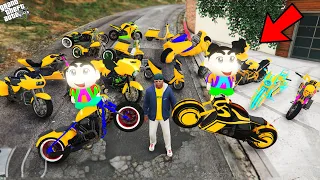 GTA 5 : Shinchan & Pinchan Stealing Rare Gold Superbikes in GTA 5 ! (GTA 5 mods)