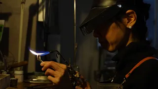 The process of making a silver ring by traditional Japanese artistic metalworking technique.